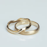 Raw Textured ZigZag and Smooth Raw Wedding Ring Set