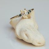 Asymmetric Oval Cluster Ring with White Diamonds and Sapphires