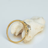 Asymmetric Oval Cluster Ring with White Diamonds and Sapphires