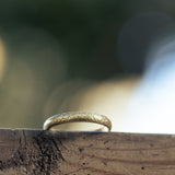 Textured half round gold ring