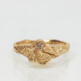 Scorched Earth Textured Gold Ring with Champagne Diamond
