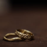 Raw zigzag & Reef Coral wedding rings