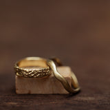 Raw zigzag & Reef Coral wedding rings