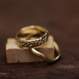 Raw zigzag & Reef Coral wedding rings