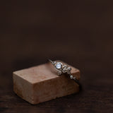 Asymmetric spread white diamonds bubble ring