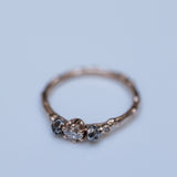 Five stone branch ring with diamonds & meteorite