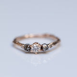 Five stone branch ring with diamonds & meteorite