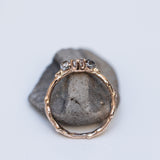 Five stone branch ring with diamonds & meteorite