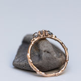 Five stone branch ring with diamonds & meteorite