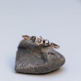 Five stone branch ring with diamonds & meteorite