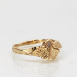 Scorched Earth Textured Gold Ring with Champagne Diamond