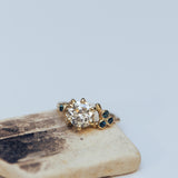 Impressive white diamond &sapphires asymmetrical spreading branch