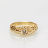 Cracked Earth Textured Gold Ring with Champagne Diamond