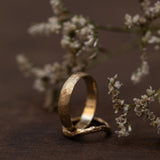 Brushed faceted & branch wedding rings