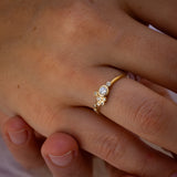 Bubble Ring with Light Champagne Diamonds in Organic Spread