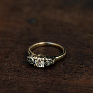 Meteorite satellite diamond ring