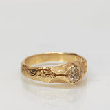 Cracked Earth Textured Gold Ring with Champagne Diamond