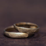 Smooth raw fingerprints wedding rings