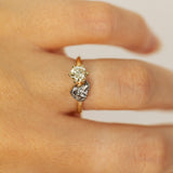 Raw Engagement Ring with Meteorite and Champagne Diamond