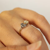 Raw Engagement Ring with Meteorite and Champagne Diamond