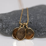 Gold Necklace with Three Fingerprint Pendants