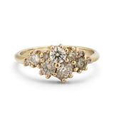 Large Mixed Champagne Diamond Cluster Ring