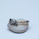 Meteorite and sapphires branch ring