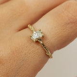 Solitaire Branch Ring with 0.50ct Oval Champagne Diamond