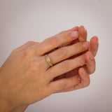 Concave Ring with Diamond Trail Setting