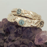 Raw texture ring with sapphire