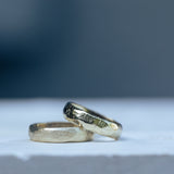 Rough faceted wedding duo ring