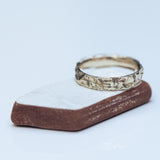 Crumple texture silver ring