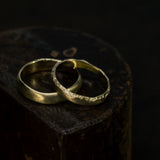 Smooth raw & chiseled wedding rings