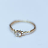 Tri-stone white diamonds branch ring