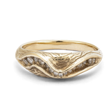 Concave Ring with Diamond Trail Setting