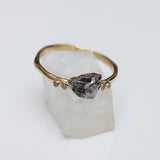 Raw ring with meteorite and diamonds