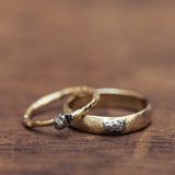 branch & faceted meteorite wedding rings