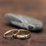 branch & faceted meteorite wedding rings