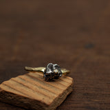 Gentle Raw ring with meteorite and diamond