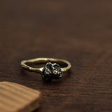 Gentle Raw ring with meteorite and diamond