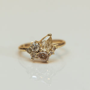 Champagne mix cluster ring
