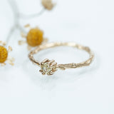 Orange/ light yellow Branch solitaire ring