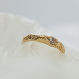 Tapered Cracked Earth Ring With Champagne Diamond