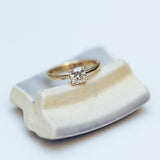 Square diamond fine engagement ring
