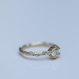 Solitaire branch ring & scattered diamonds