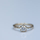 Solitaire branch ring & scattered diamonds