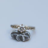 Solitaire branch ring & scattered diamonds