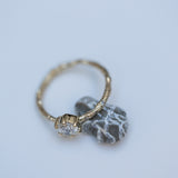 Solitaire branch ring & scattered diamonds