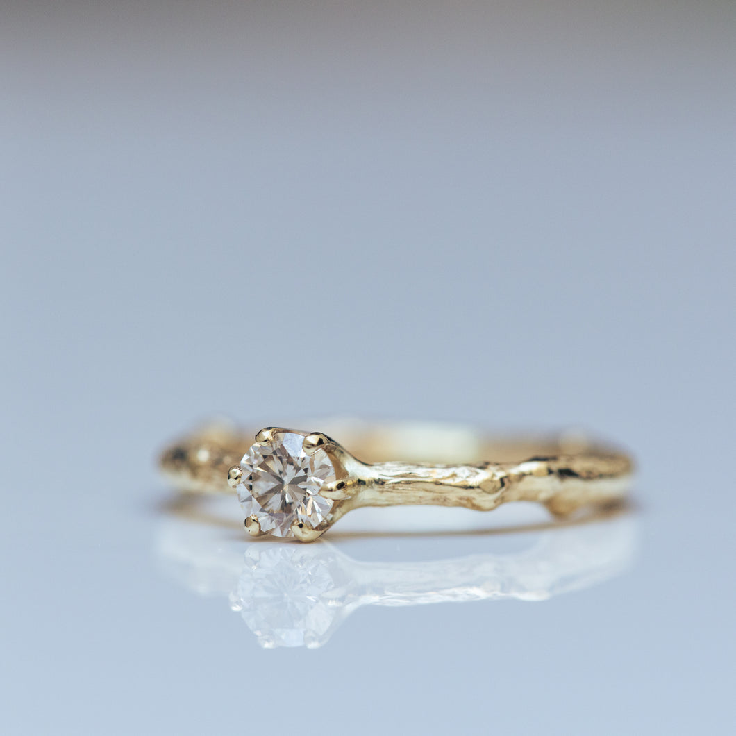 Thick branch solitaire ring