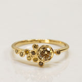 Asymmetrical Yellow Champagne Diamonds Bubble Ring
